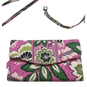 Vera Bradley quilted crossbody strap wallet in Priscilla pink